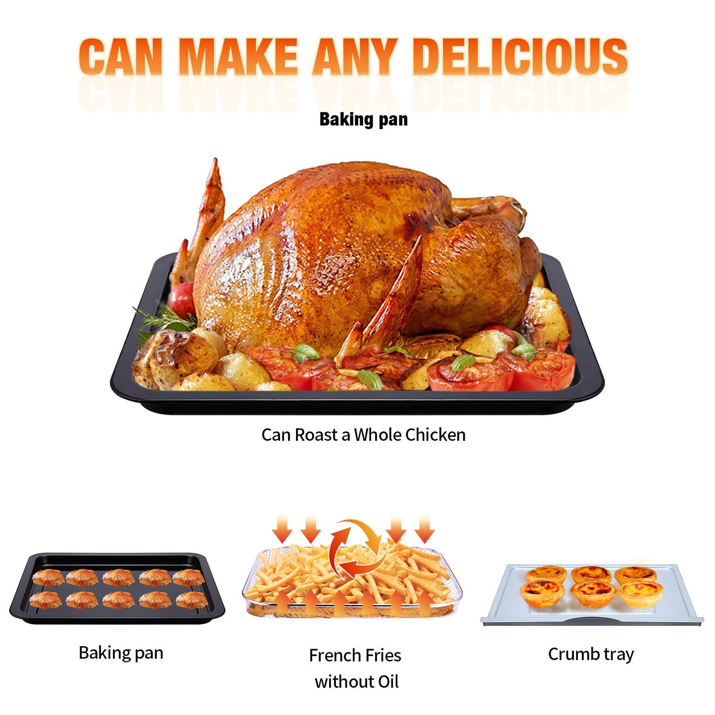 Geek Chef Air Fryer 10QT, Countertop Toaster Oven, 4 Slice Toaster Air Fryer Oven, Stainless Steel