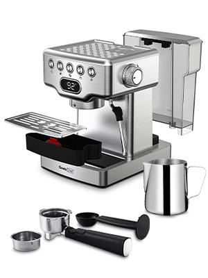 Geek Chef 20 bar espresso machine, with milk frother, 1.8 liter water tank, stainless steel