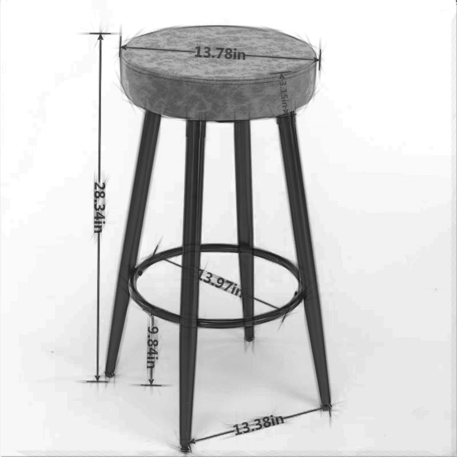 Metal Bar Stools, Round Kitchen Counter Stools, Bar Chairs,Set of 2