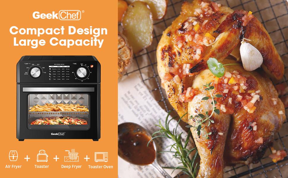 Geek Chef Air Fryer 10QT, Countertop Toaster Oven, 4 Slice Toaster Air Fryer Oven, Stainless Steel