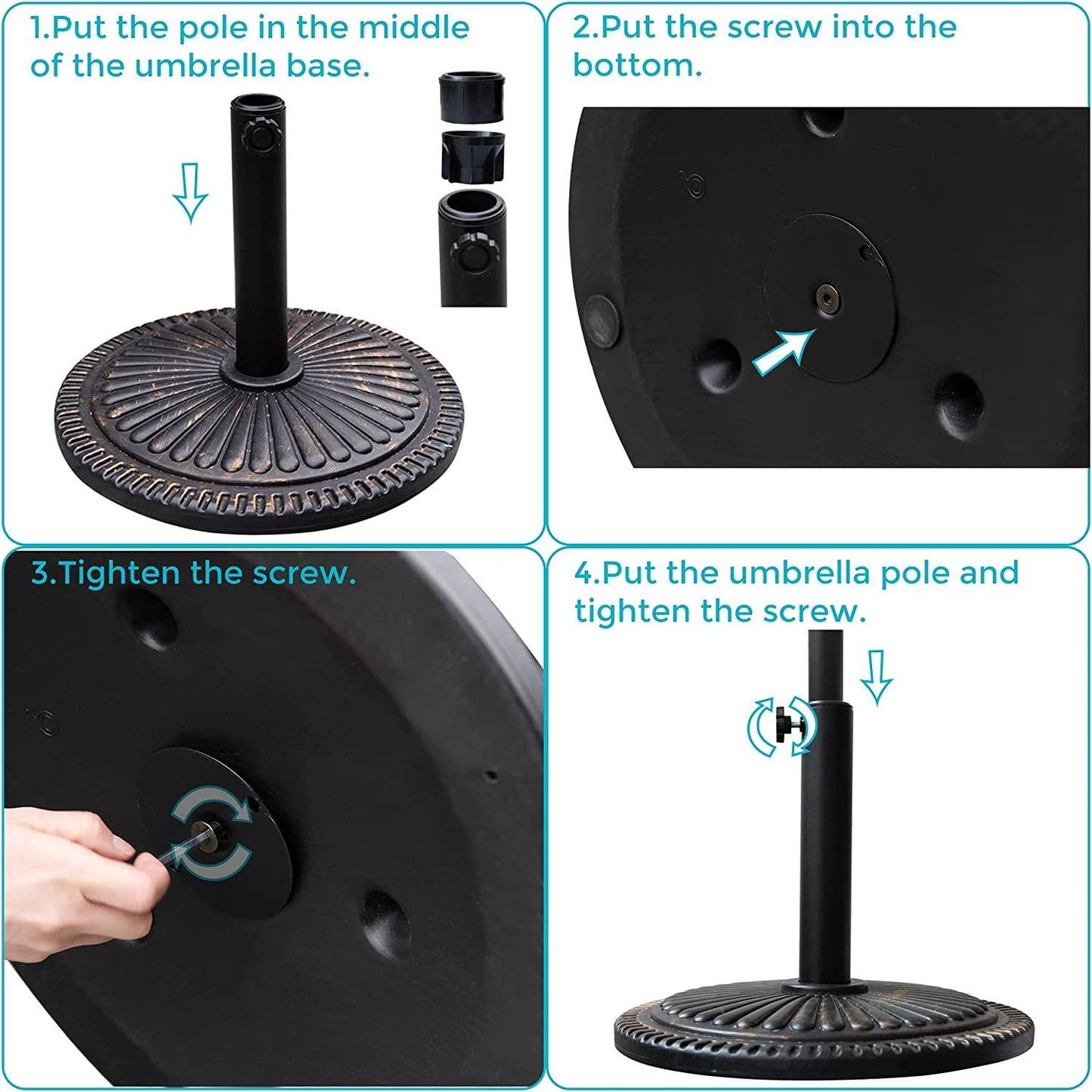 Patio Umbrella Base 18" Outdoor Umbrella Stand Base Market Umbrella Holder