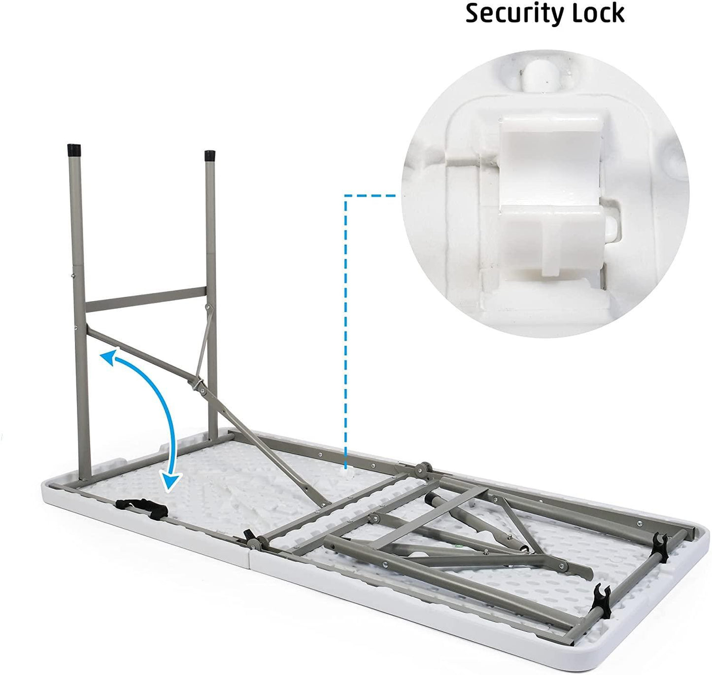 4FT Fold-in-Half Camping Table 48'' White Portable Folding Table w/Handle for Office, Picnic, Weddin