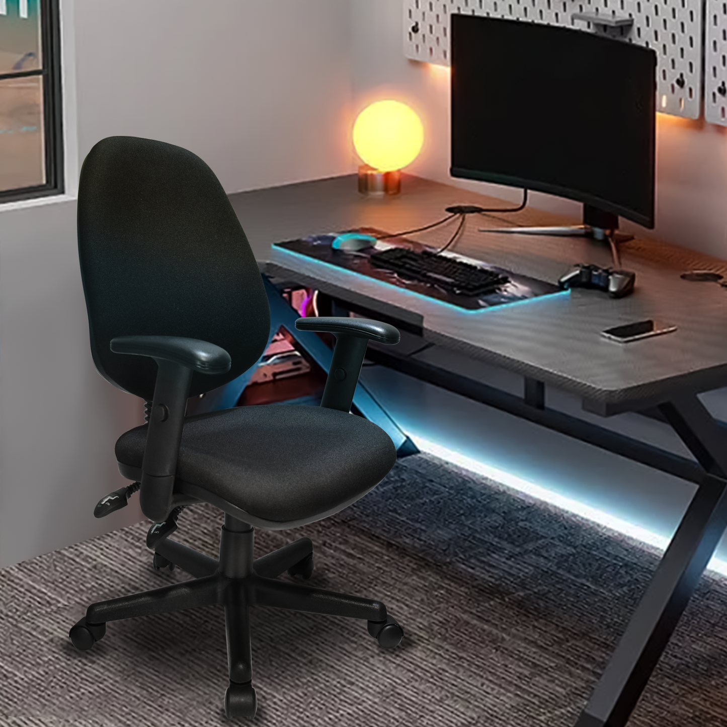 Office Chair with soft pad custion, and 2d armrest , tilt function max degree is 135 °, 300LBS, Black