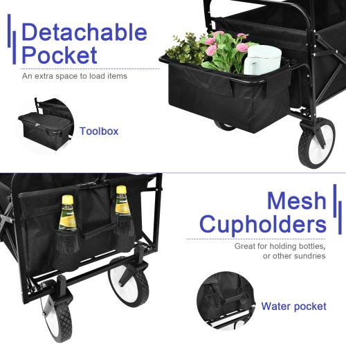 Heavy Duty Folding Portable Hand Cart with Removable Canopy with 8'' Wheels