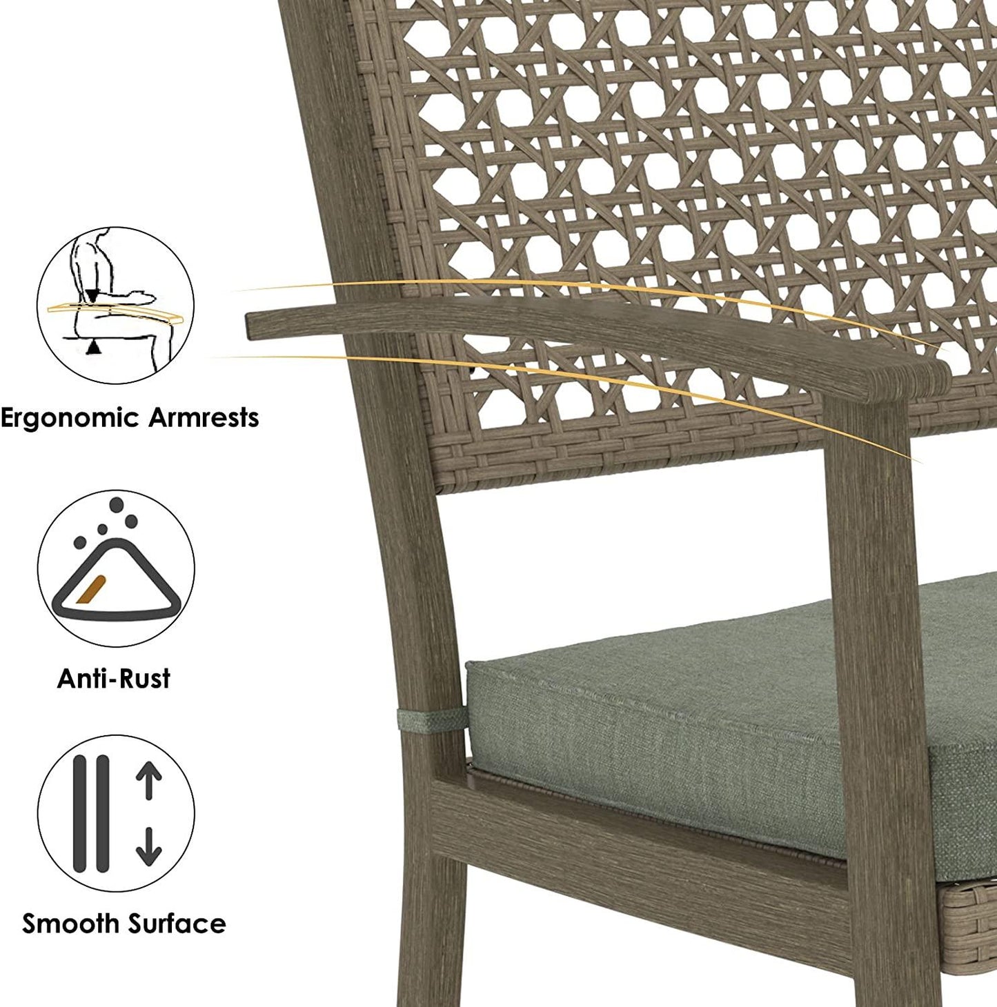 Garden Bench Wicker Rattan Outdoor Benches with Cushion Patio Loveseat for Front Porch Backyard