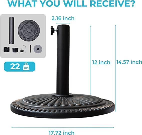 Patio Umbrella Base 18" Outdoor Umbrella Stand Base Market Umbrella Holder