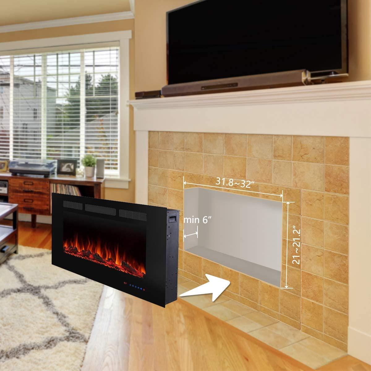 Electric Fireplace,750/1500W, Black