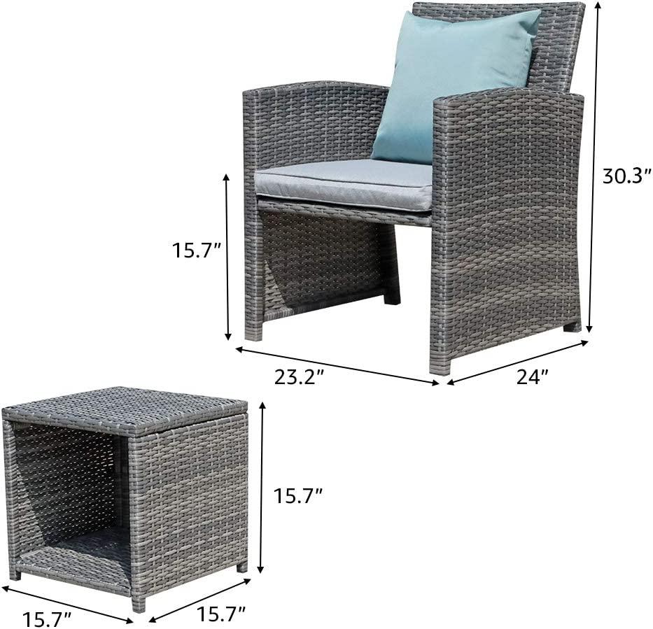 Casual 3 Piece Patio Furniture Set with Storage Coffee Table