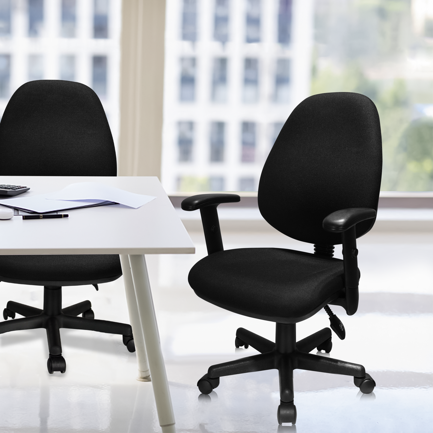 Office Chair with soft pad custion, and 2d armrest , tilt function max degree is 135 °, 300LBS, Black