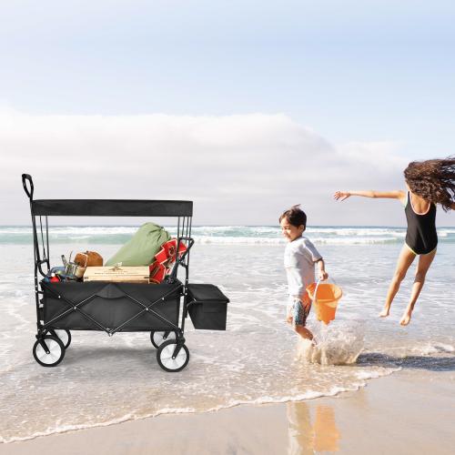 Heavy Duty Folding Portable Hand Cart with Removable Canopy with 8'' Wheels