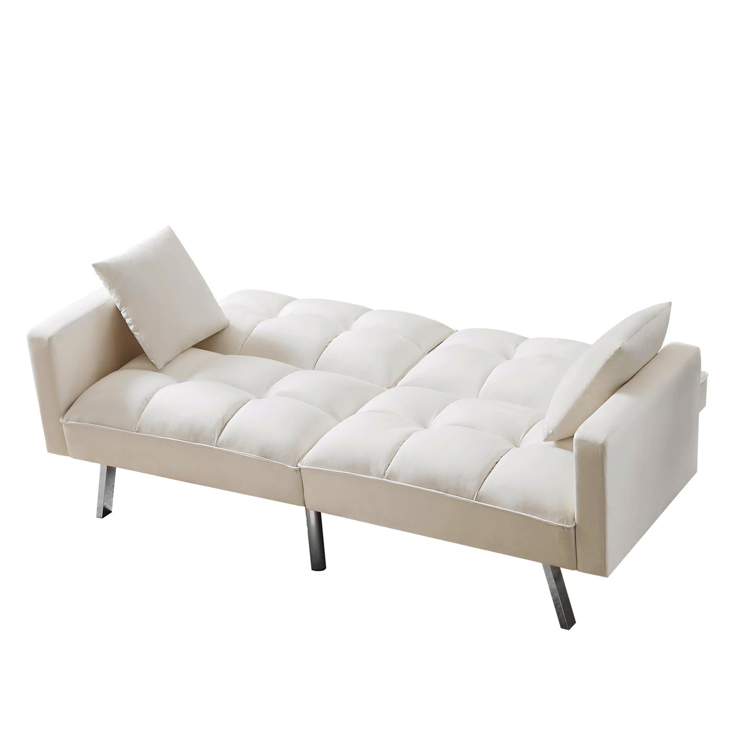 FUTON SOFA SLEEPER VELVET WITH 2 PILLOWS