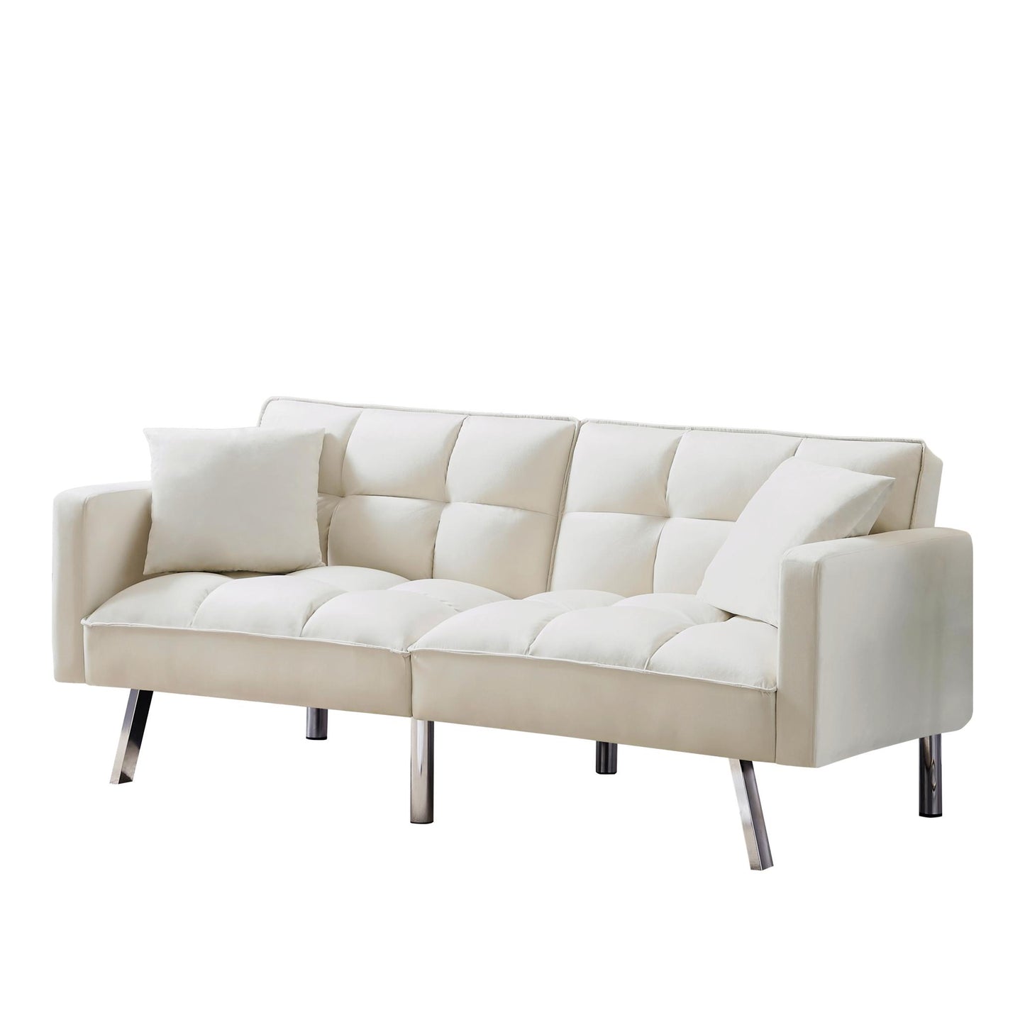 FUTON SOFA SLEEPER VELVET WITH 2 PILLOWS