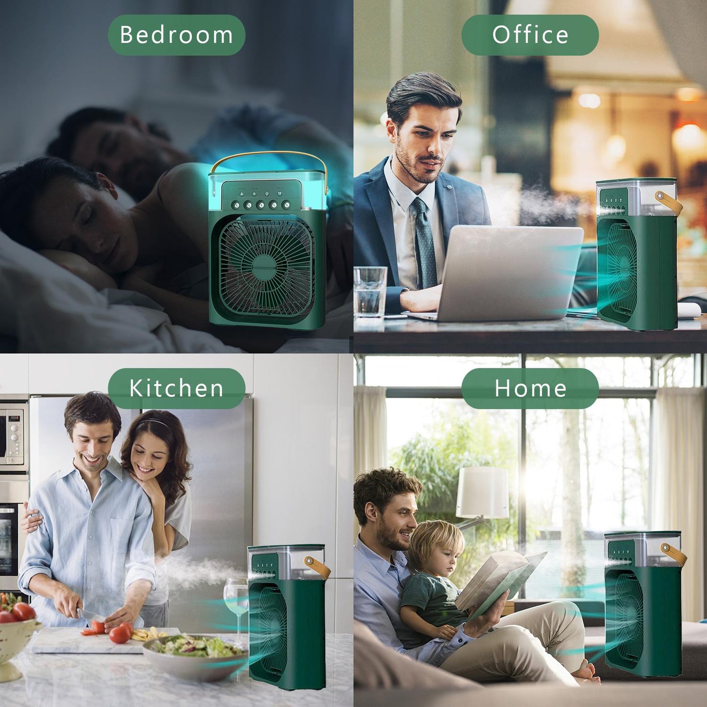 Portable Air Conditioner Fan, 5 In 1 900ml Timed Air Cooling Fan With 7 Color Lights 5 Jets 3 Speeds