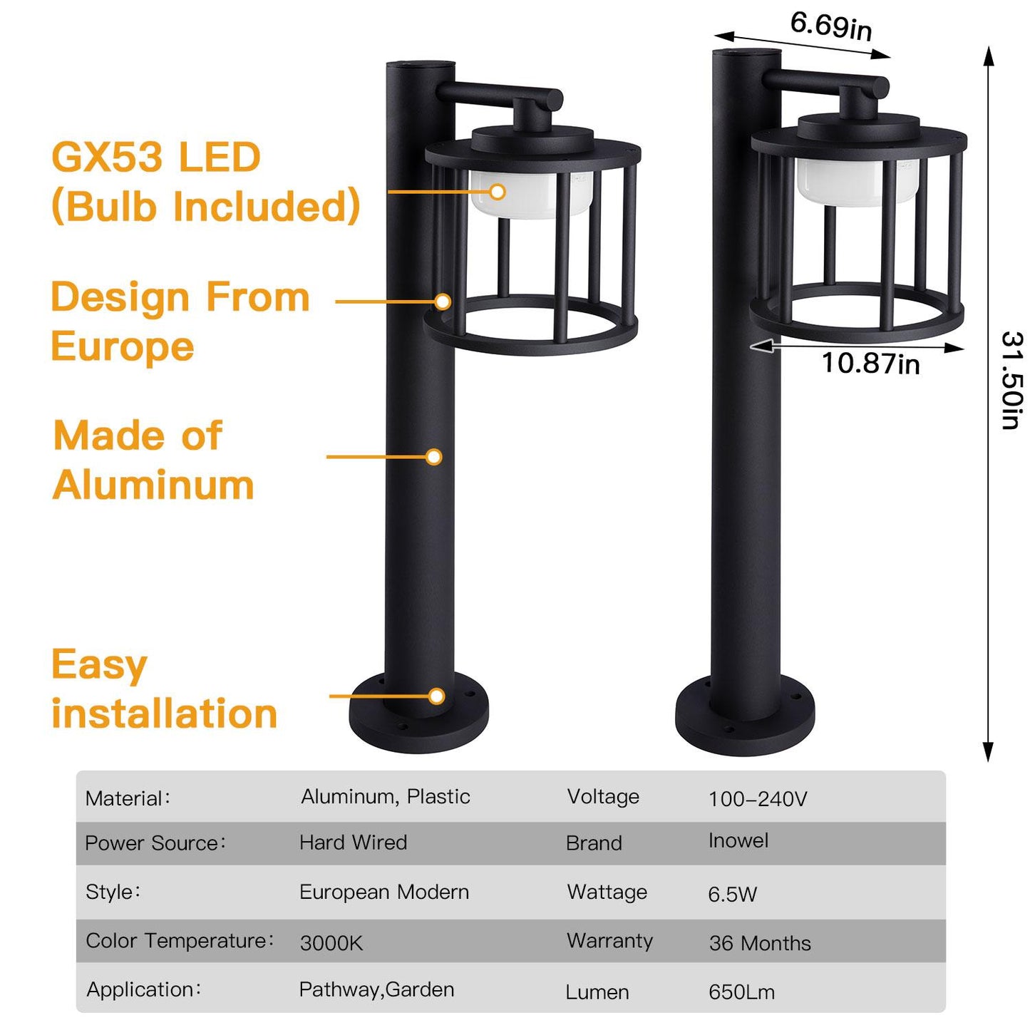 Outdoor Pathway LED Lights IP44 Waterproof Garden Lantern Modern Landscape Lighting