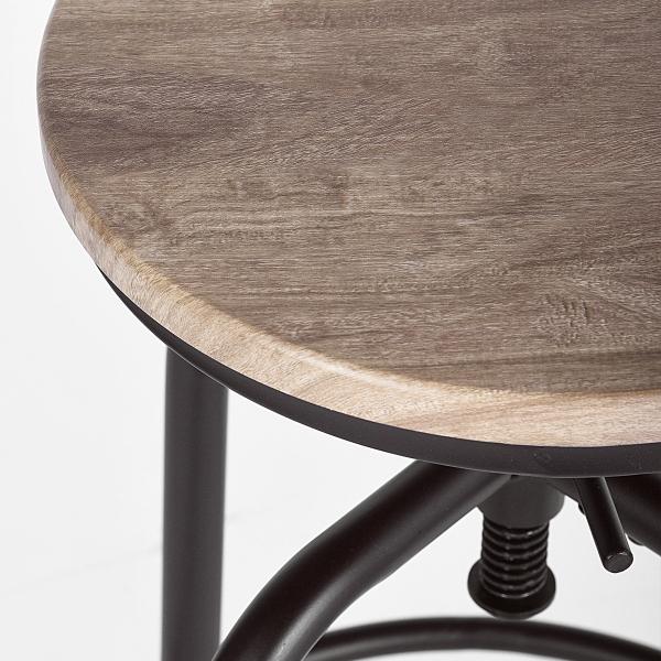 Mydepot  SET of 2 - Oak/Walnut Finish Seat Industrial Style Bar Stool
