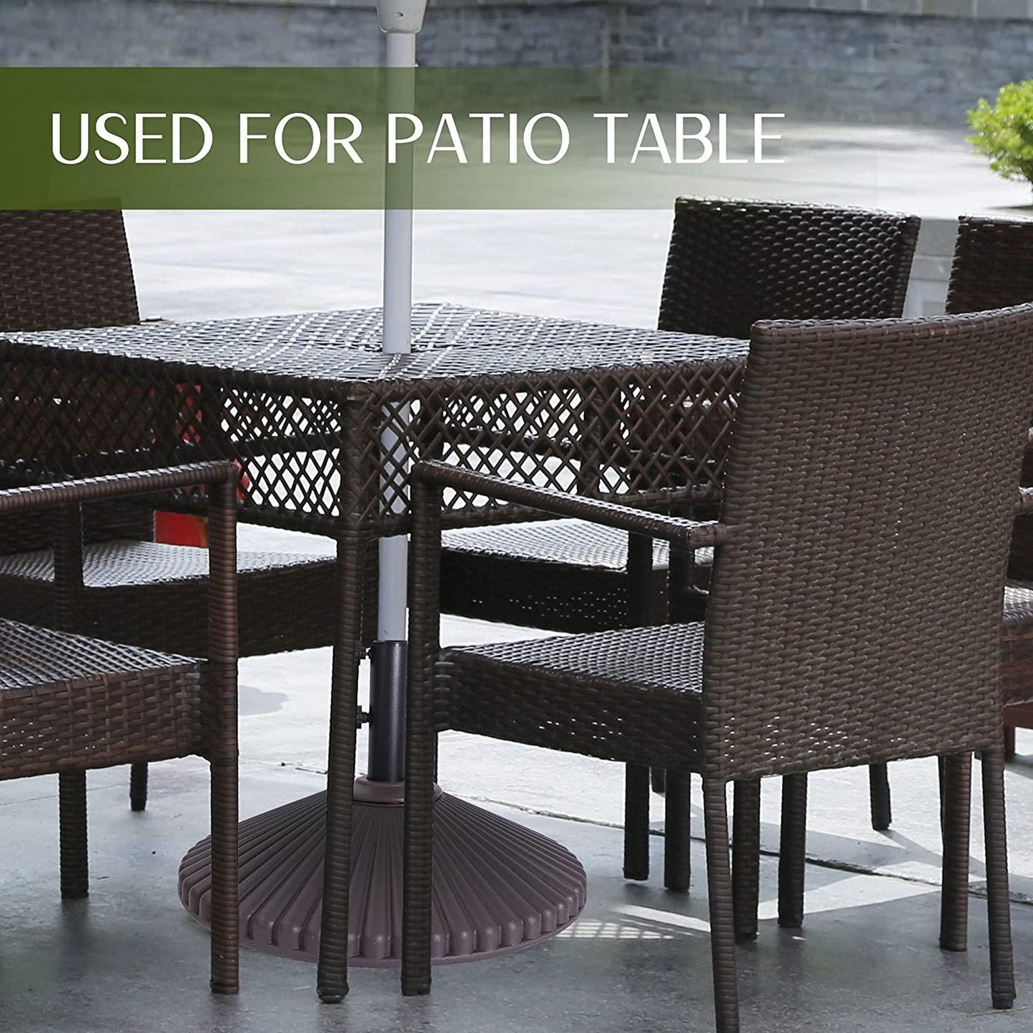 Patio Umbrella Base 23" Diameter Round Heavy Duty Outdoor Stand Plastic Water and Sand Filled