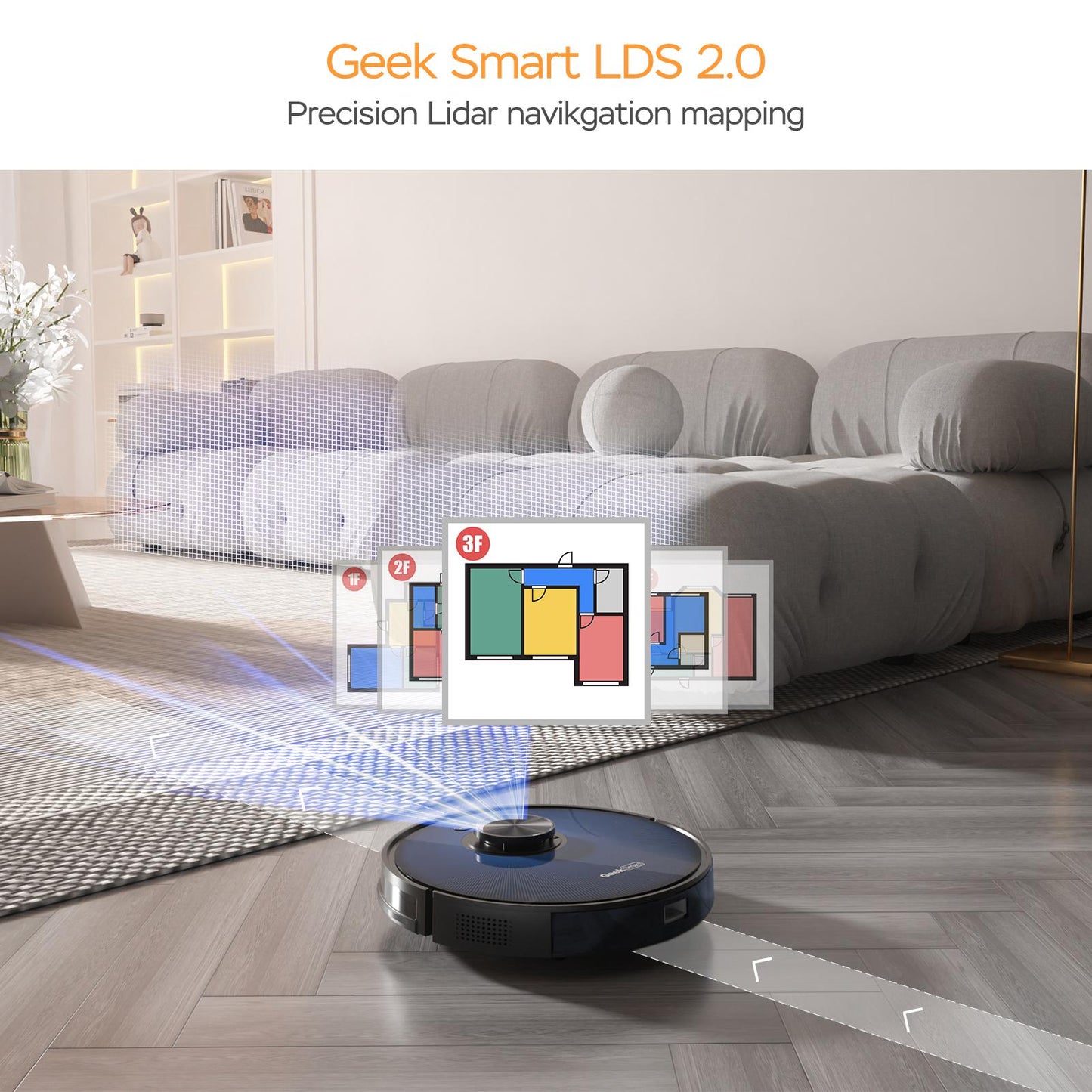 Geek Smart L7 Robot Vacuum Cleaner&Mop,WiFi Connected APP,Selective Room Cleaning,2700 PA Suction