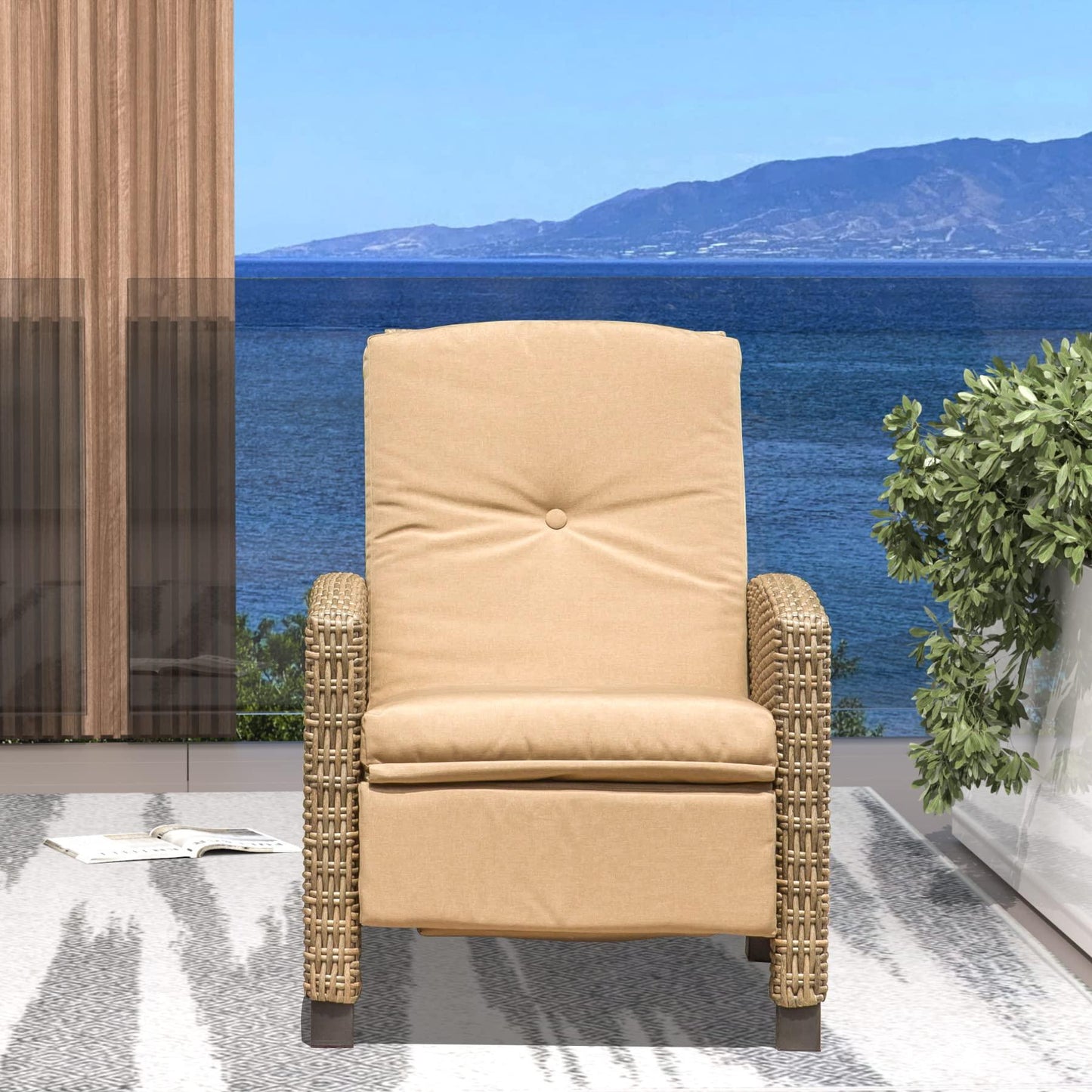 Domi Indoor & Outdoor Recliner, All-Weather Wicker Reclining Patio Chair