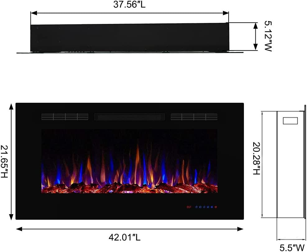 Electric Fireplace,750/1500W, Black