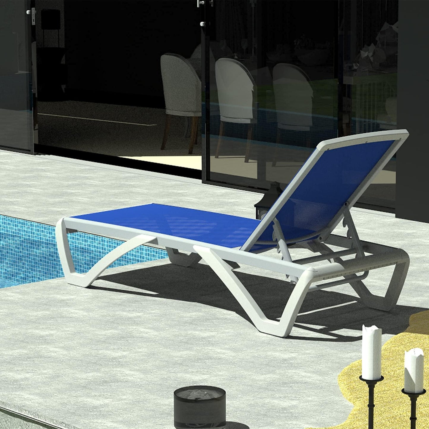 Domi Patio Chaise Lounge Outdoor Aluminum Polypropylene Chair with Adjustable Backrest,for Beach