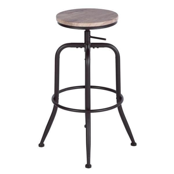 Mydepot  SET of 2 - Oak/Walnut Finish Seat Industrial Style Bar Stool