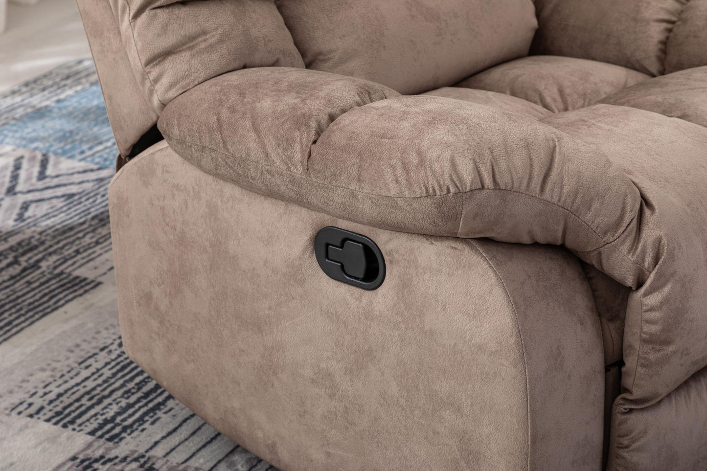 Classic Manual Relciner，suitable for living room&bed room, sofa with soft fabric and modern padded arms and back, arm chair