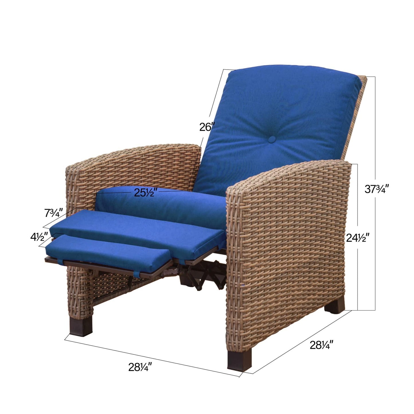 Domi Indoor & Outdoor Recliner, All-Weather Wicker Reclining Patio Chair