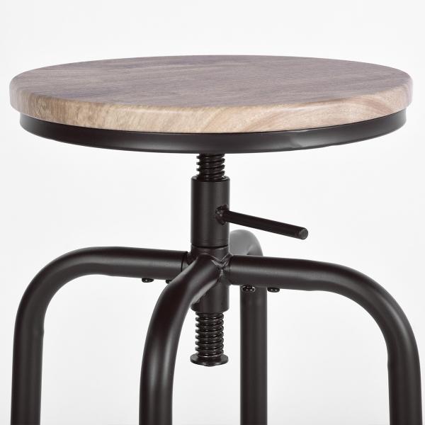 Mydepot  SET of 2 - Oak/Walnut Finish Seat Industrial Style Bar Stool