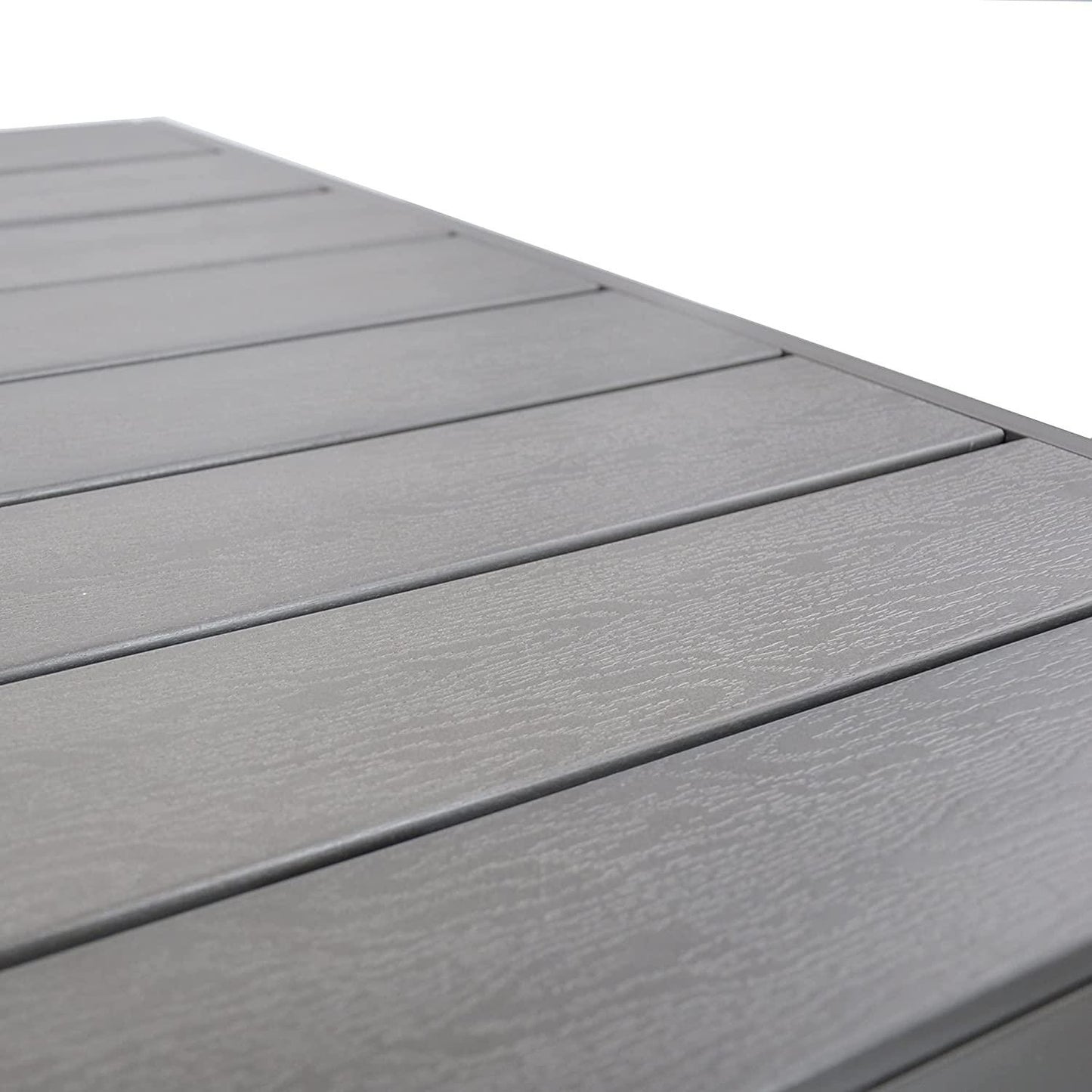Outdoor Patio 55" Rectangular Dining Table for 6 Metal Aluminum Frame with Grey Wood Look