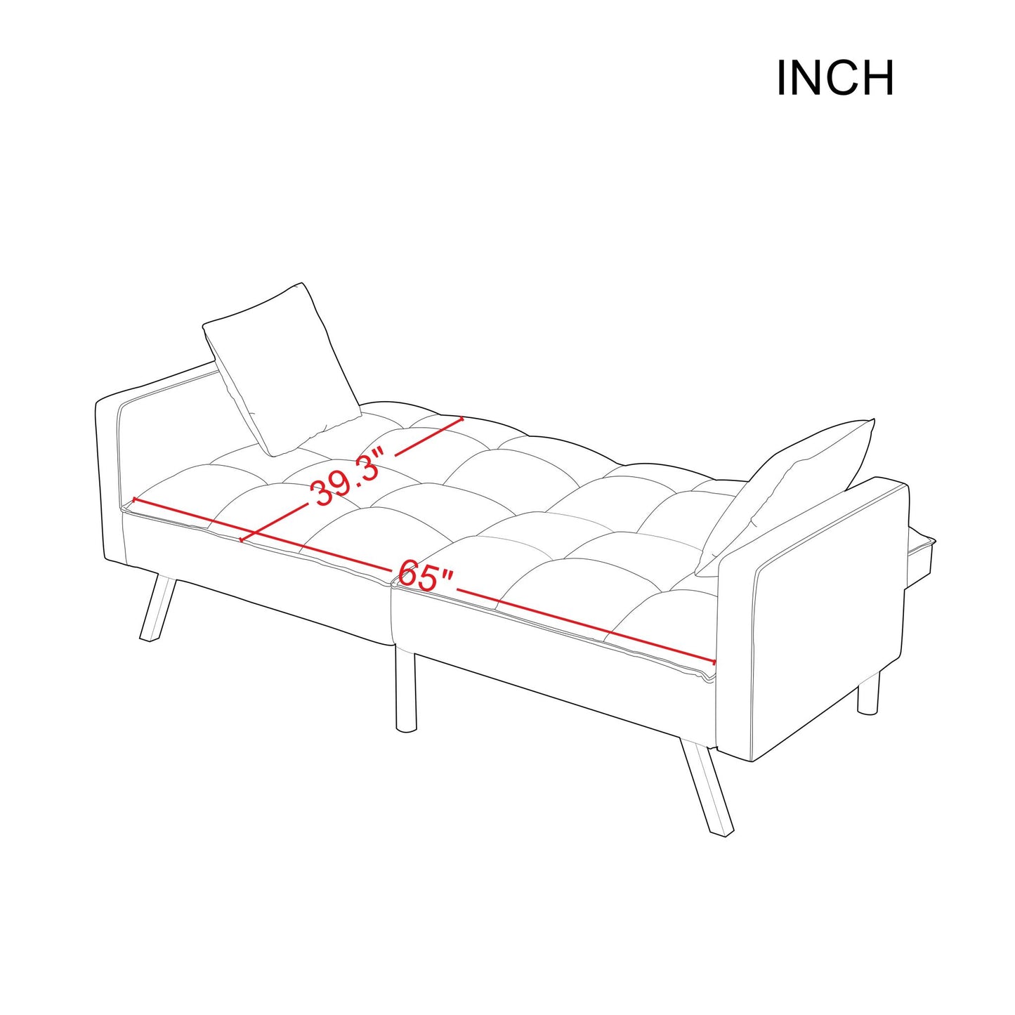 FUTON SOFA SLEEPER  VELVET WITH 2 PILLOWS