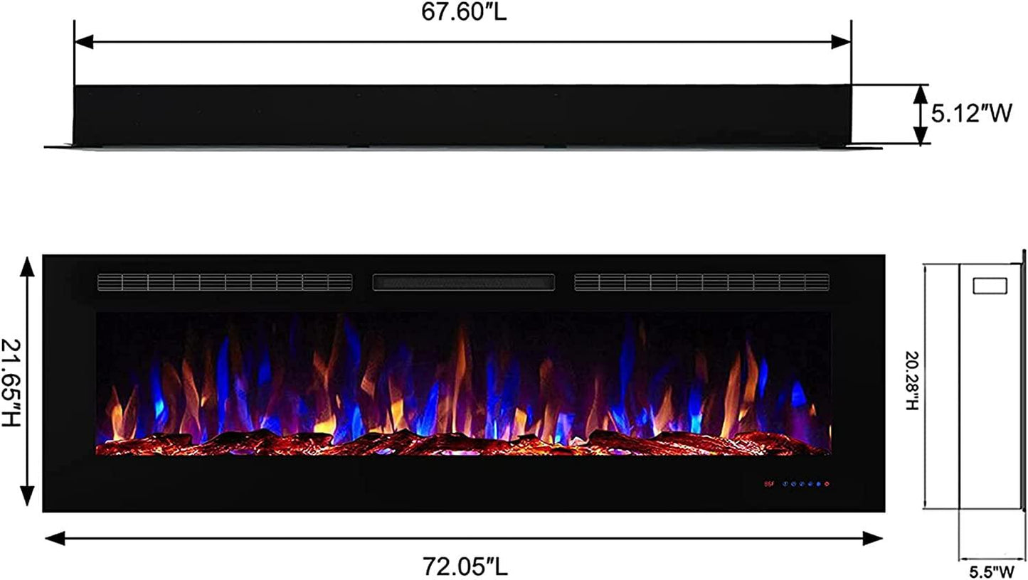 Electric Fireplace,750/1500W, Black