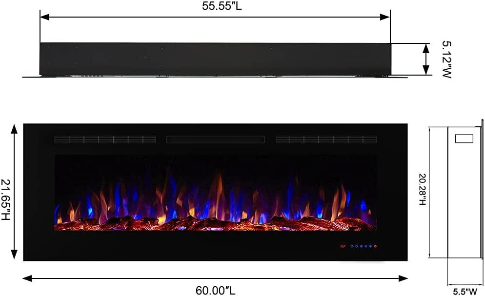 Electric Fireplace,750/1500W, Black