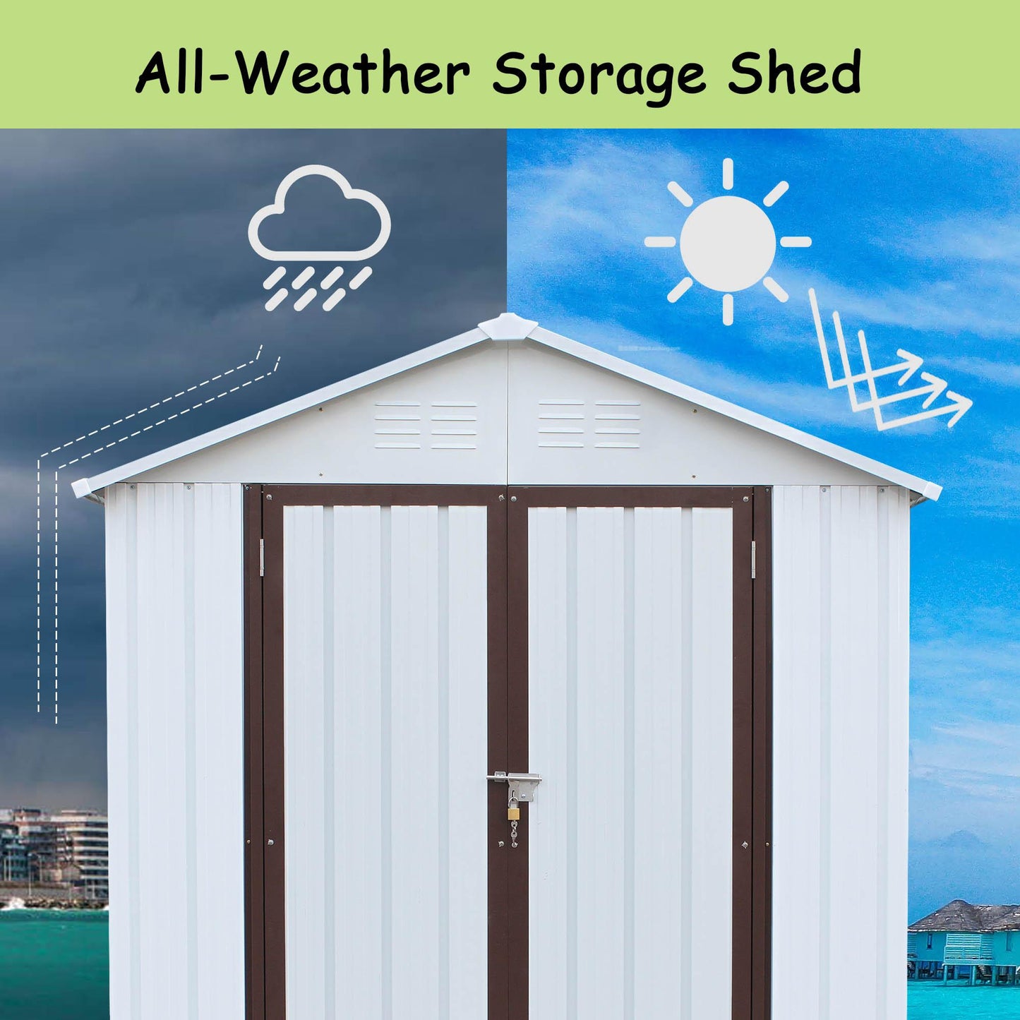 5 X 3 /6x4 Ft Outdoor Storage Shed, Galvanized Metal Garden Shed, Tool Storage Shed