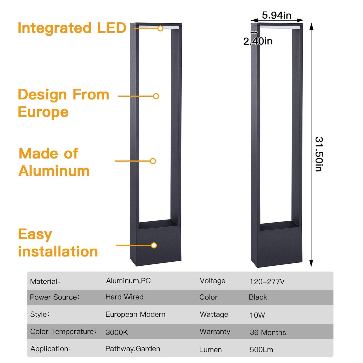 Outdoor Bollard Lamp/Path Light