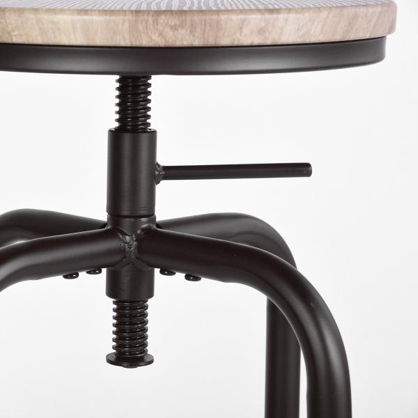 Mydepot  SET of 2 - Oak/Walnut Finish Seat Industrial Style Bar Stool