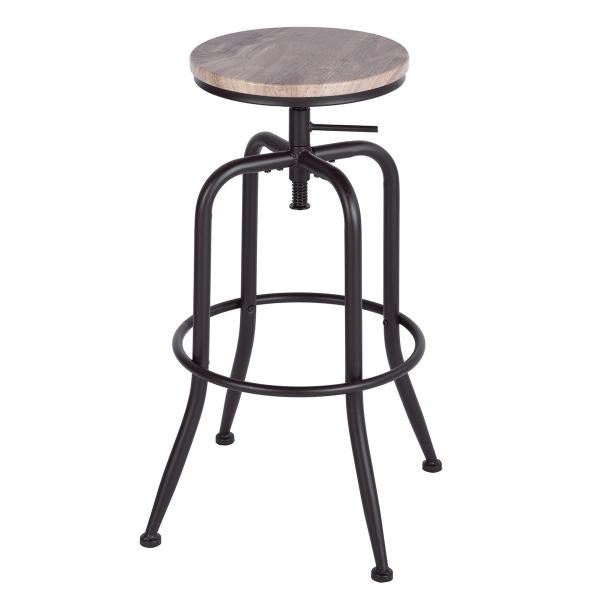 Mydepot  SET of 2 - Oak/Walnut Finish Seat Industrial Style Bar Stool