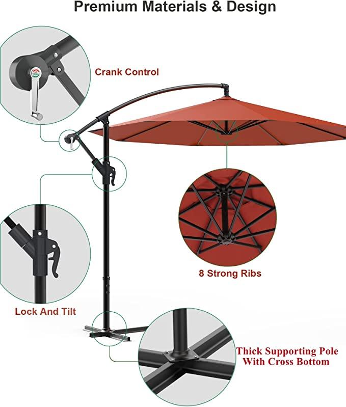 12 FT Outdoor Patio Umbrella Pool Beach Umbrella for Garden Backyard