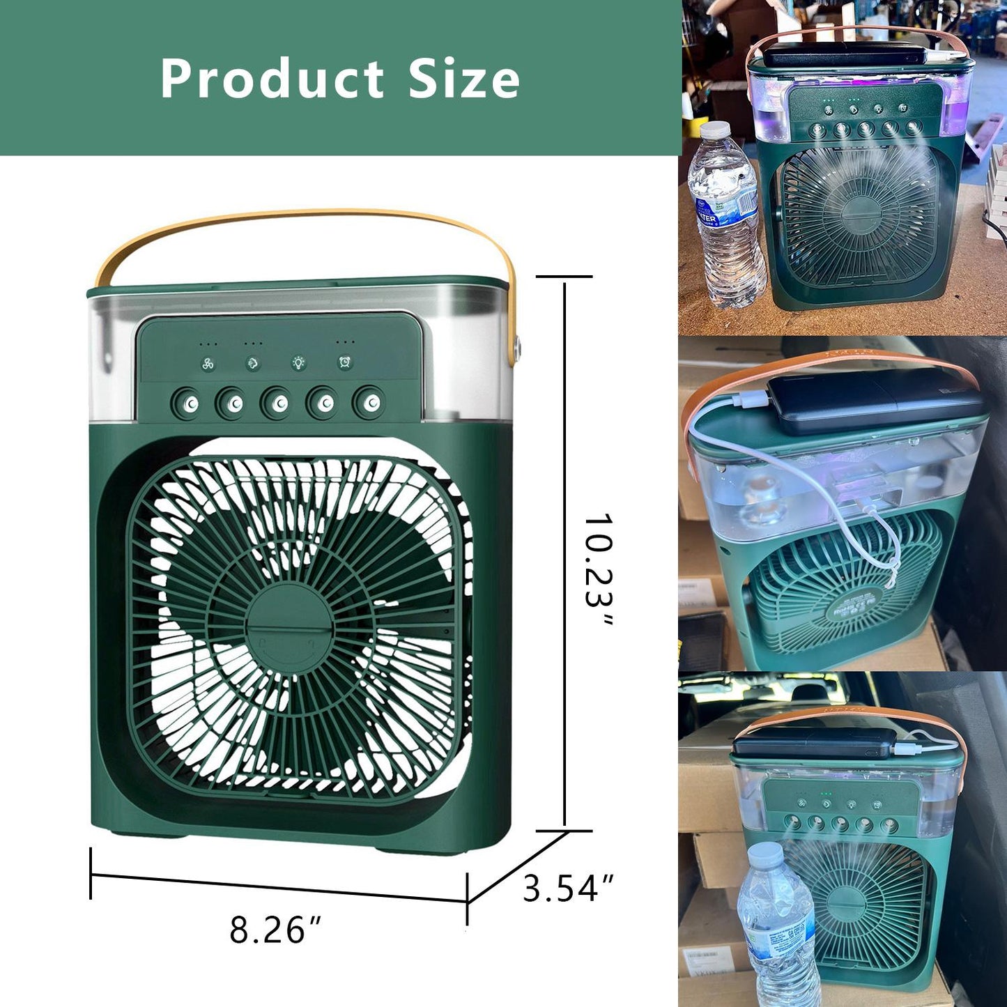 Portable Air Conditioner Fan, 5 In 1 900ml Timed Air Cooling Fan With 7 Color Lights 5 Jets 3 Speeds