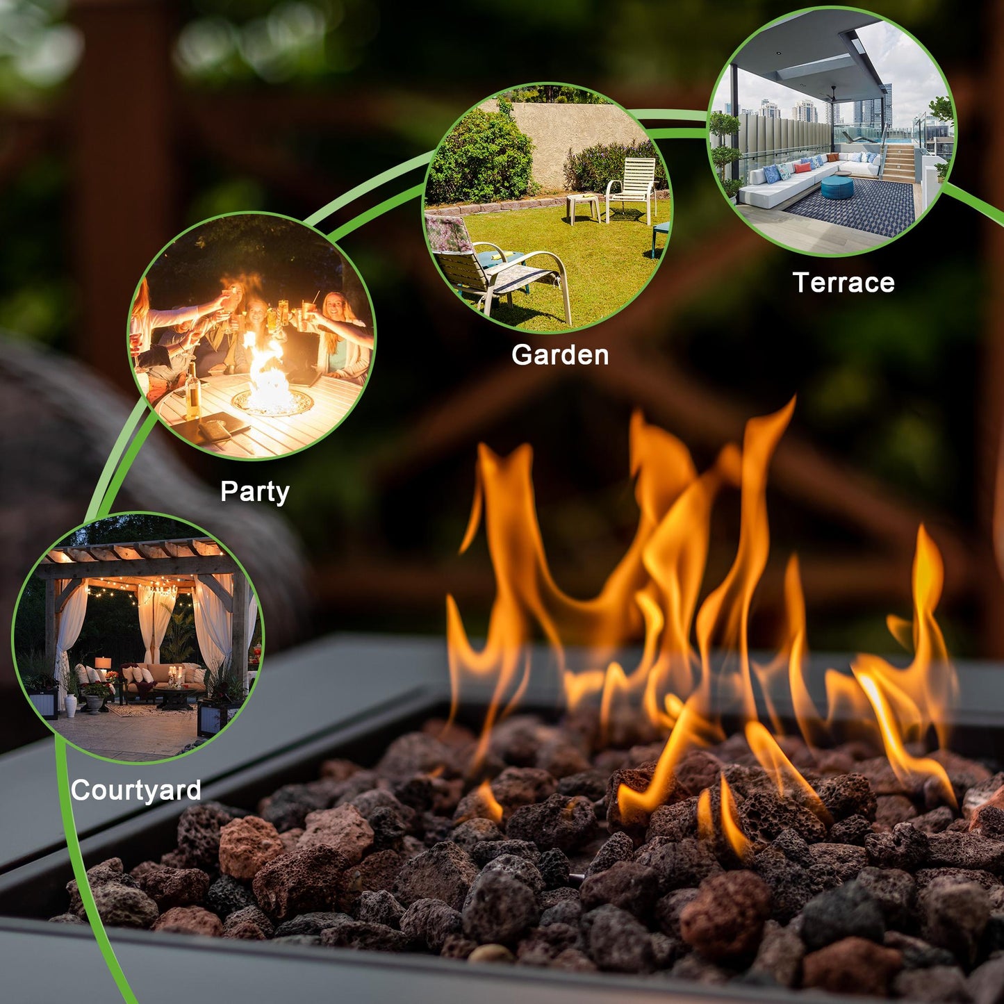 28in Square Propane Fire Pit Table Wicker-Look 50,000BTU Gas Fire Pit Table