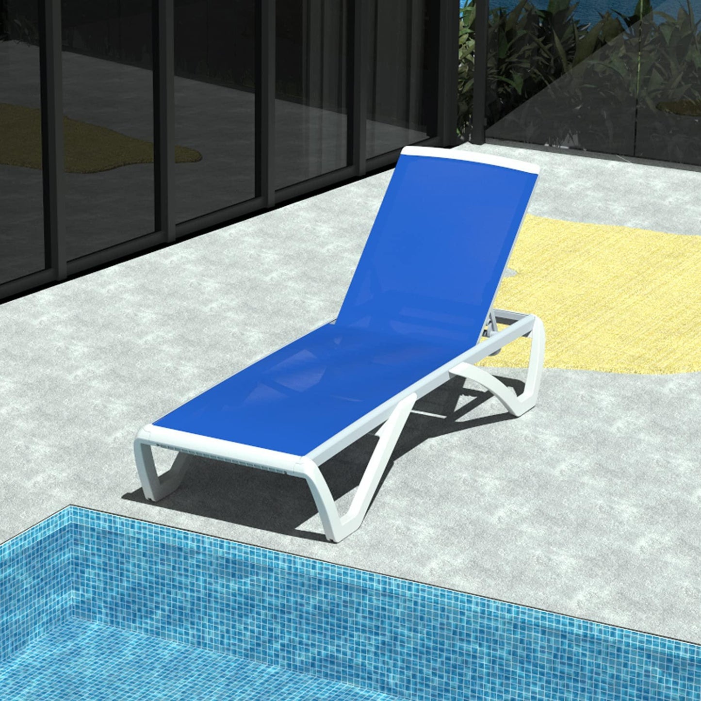 Domi Patio Chaise Lounge Outdoor Aluminum Polypropylene Chair with Adjustable Backrest,for Beach