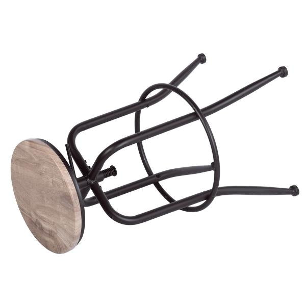 Mydepot  SET of 2 - Oak/Walnut Finish Seat Industrial Style Bar Stool