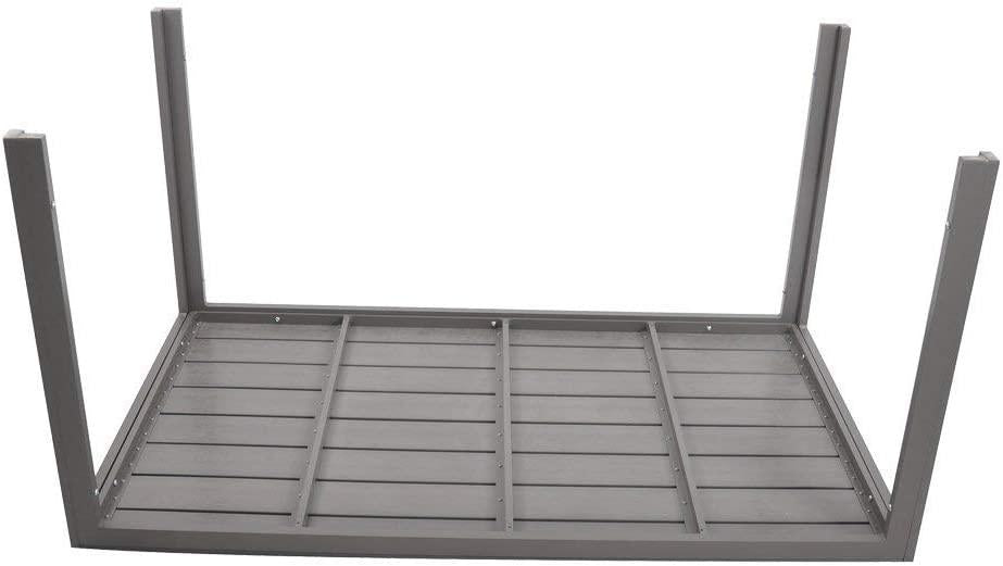 Outdoor Patio 55" Rectangular Dining Table for 6 Metal Aluminum Frame with Grey Wood Look