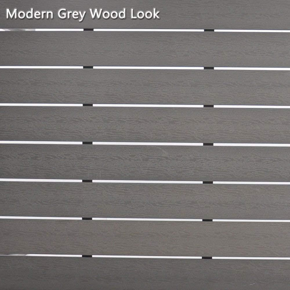 Outdoor Patio 55" Rectangular Dining Table for 6 Metal Aluminum Frame with Grey Wood Look