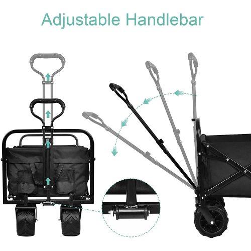 Heavy Duty Folding Portable Cart Wagon with 7 inch Widened All-Terrain Wheels