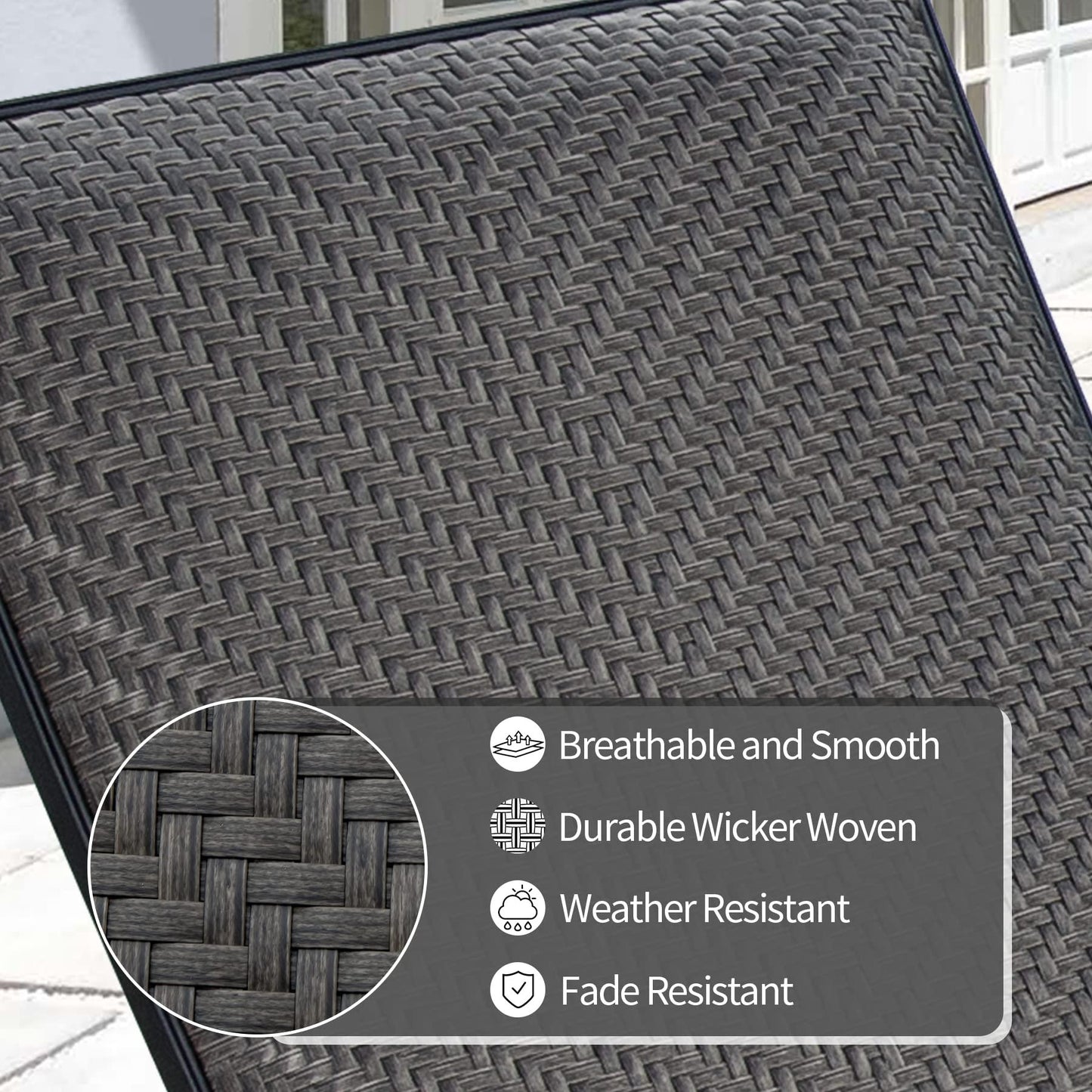 Domi 2 PCS Outdoor Chaise Lounge Set, Aluminum Patio Padded Quick Dry Foam Wicker Lounge Chair with
