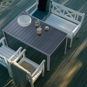 71" Aluminum Frame Outdoor Dining Table Patio Rectangular Tea Table w/ PS Finish Tabletop