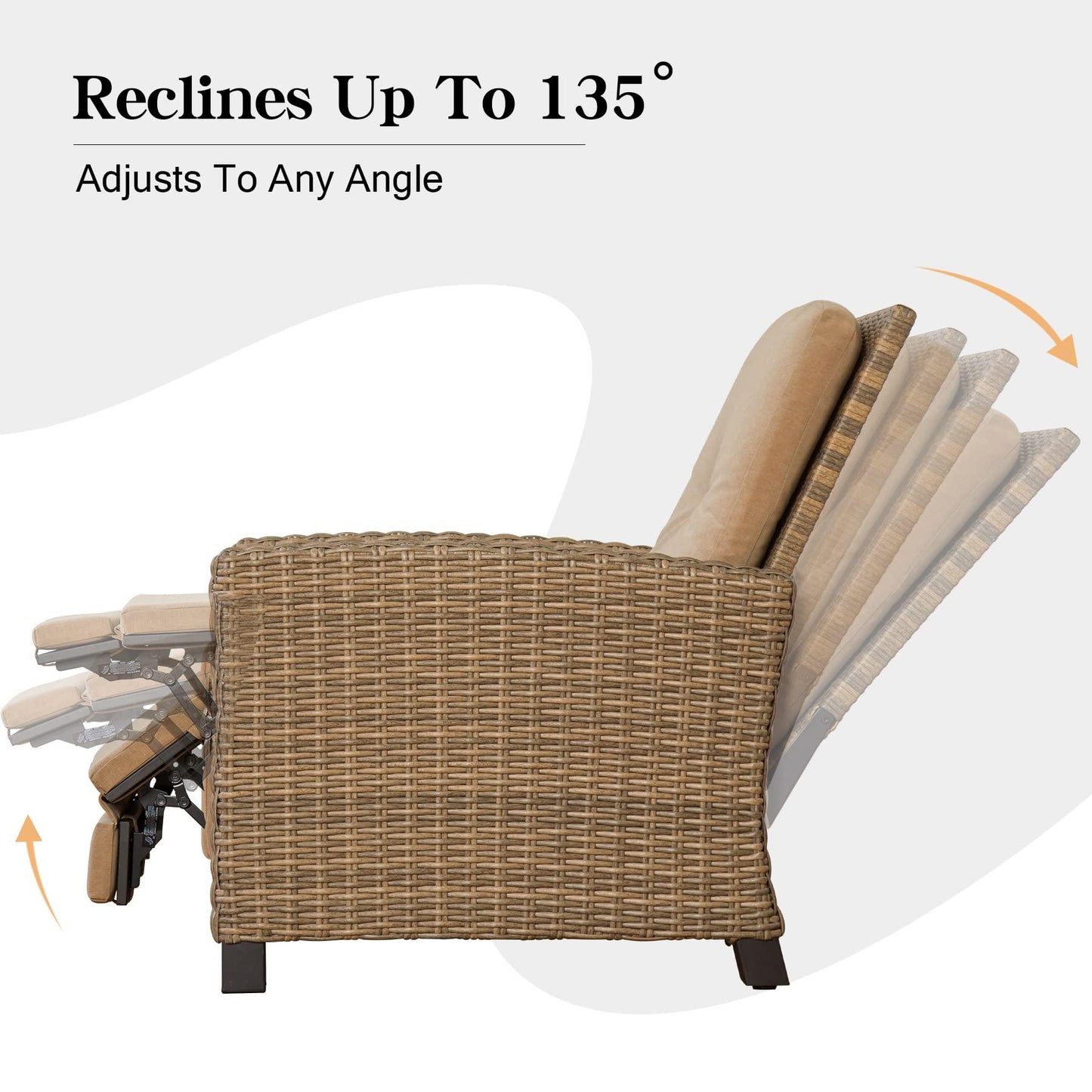 Domi Indoor & Outdoor Recliner, All-Weather Wicker Reclining Patio Chair