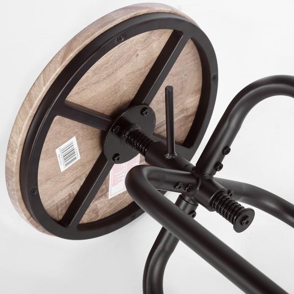 Mydepot  SET of 2 - Oak/Walnut Finish Seat Industrial Style Bar Stool
