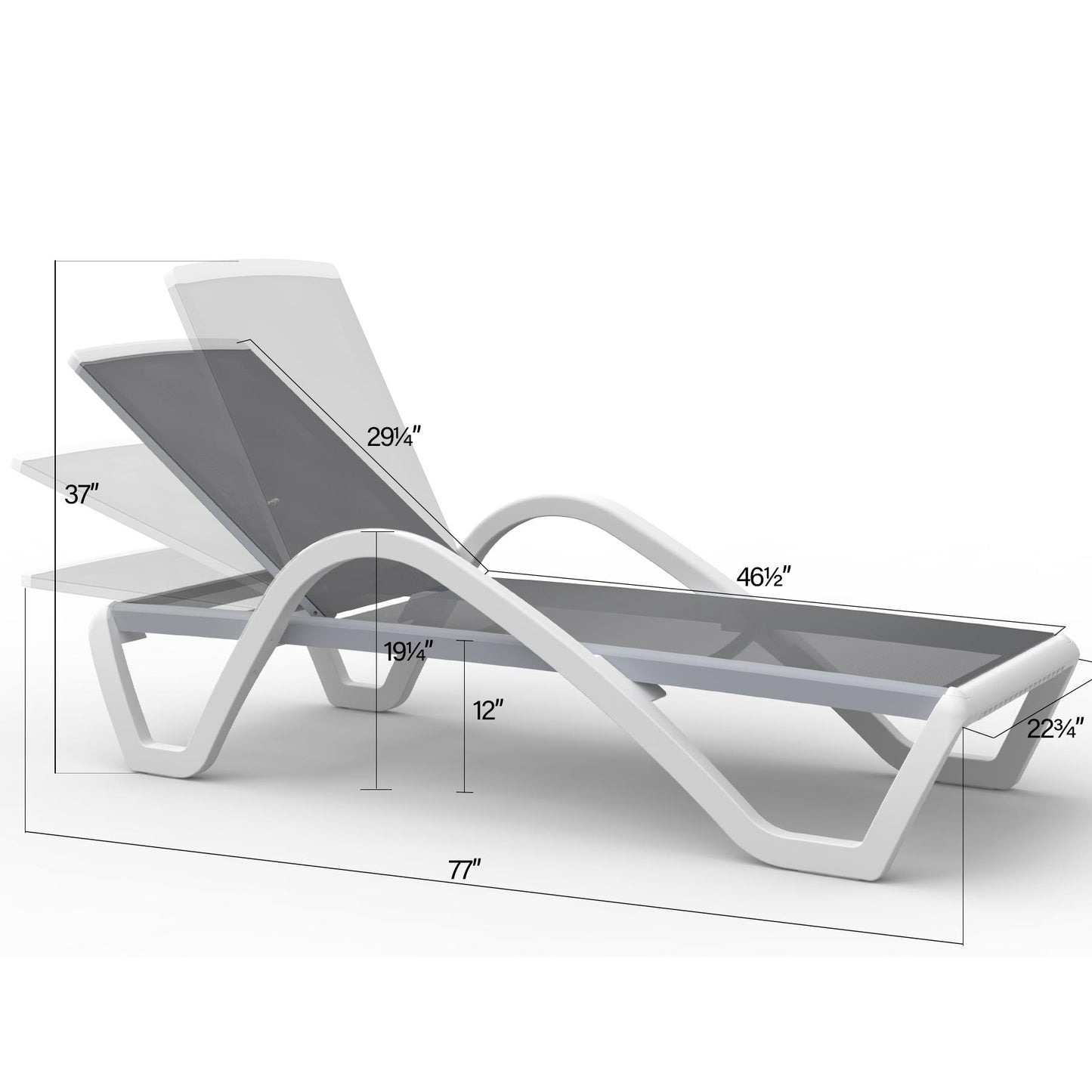 Domi Patio Chaise Lounge Outdoor Aluminum Polypropylene Chair with Adjustable Backrest,for Beach