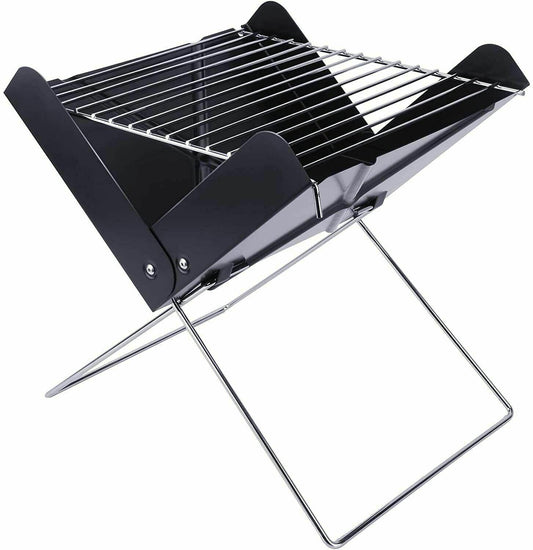 YSSOA 12” Portable Grill Charcoal Barbecue Grill - Folding Grill Notebook Shape Charcoal Grill, Detachable Collapsible, Mini Tabletop Camping Grill BB